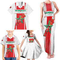 Custom Morocco Football Family Matching Tank Maxi Dress and Hawaiian Shirt Go Champions Atlas Lions - White - Wonder Print Shop