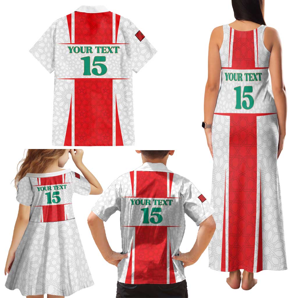 Custom Morocco Football Family Matching Tank Maxi Dress and Hawaiian Shirt Go Champions Atlas Lions - White - Wonder Print Shop
