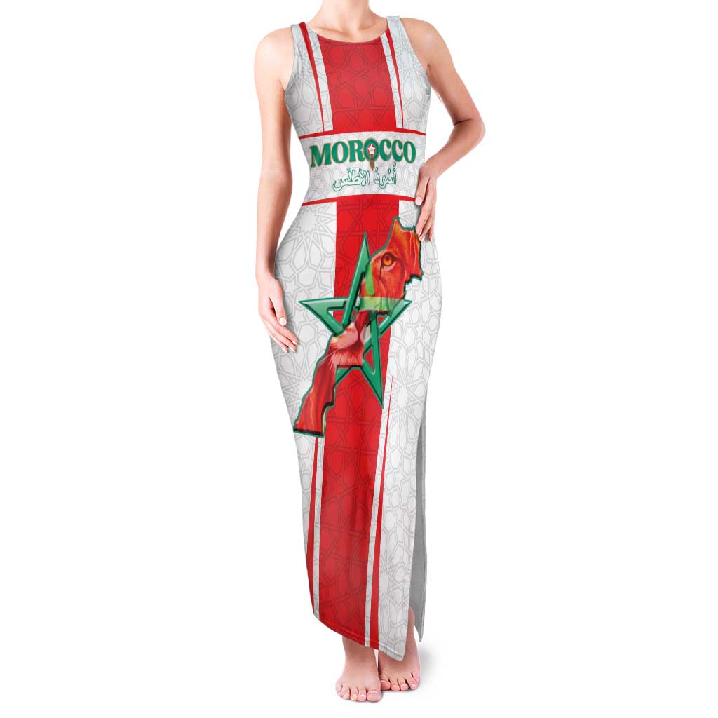 Custom Morocco Football Family Matching Tank Maxi Dress and Hawaiian Shirt Go Champions Atlas Lions - White - Wonder Print Shop