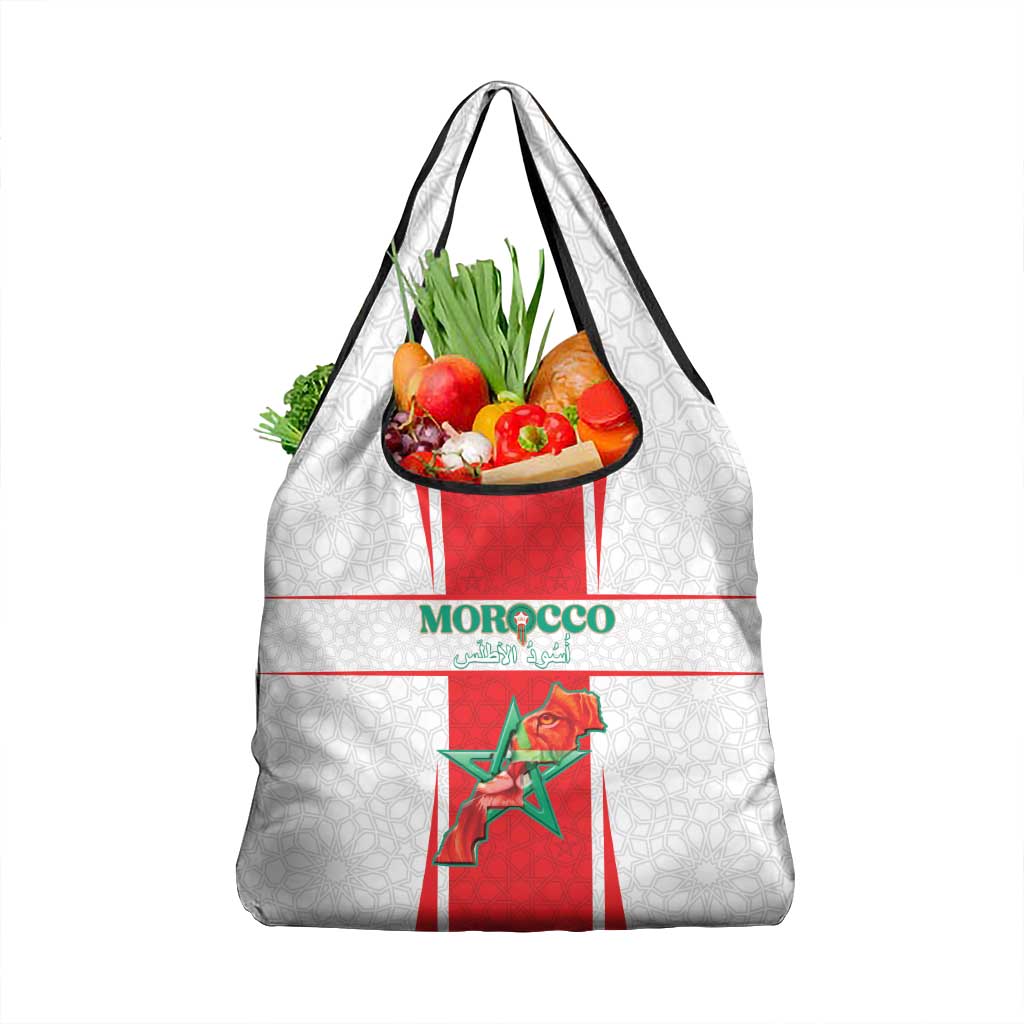 Morocco Football Grocery Bag Go Champions Atlas Lions - White - Wonder Print Shop
