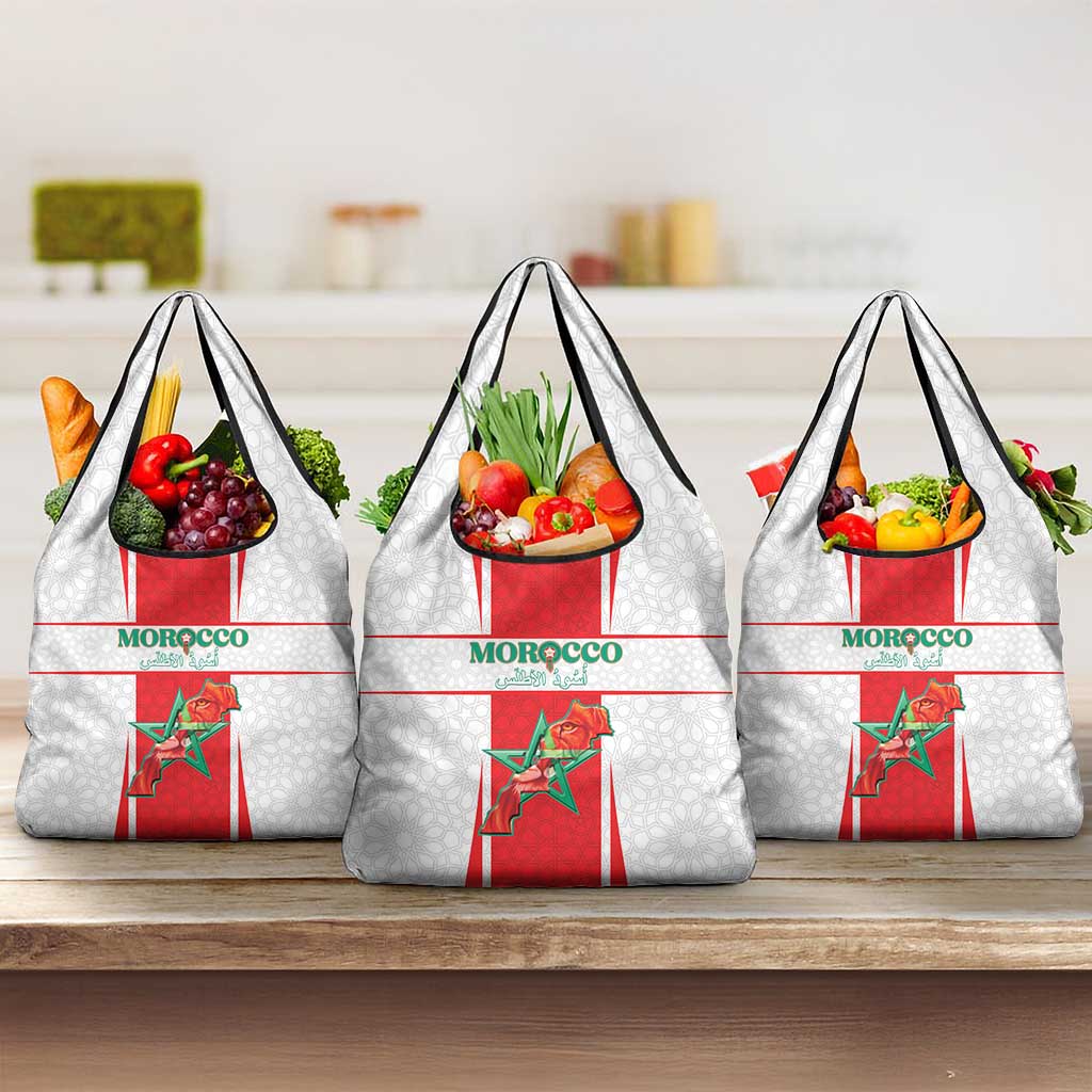 Morocco Football Grocery Bag Go Champions Atlas Lions - White - Wonder Print Shop