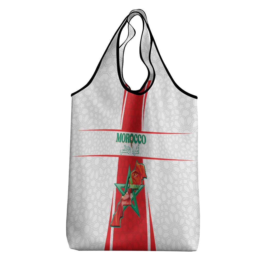 Morocco Football Grocery Bag Go Champions Atlas Lions - White - Wonder Print Shop