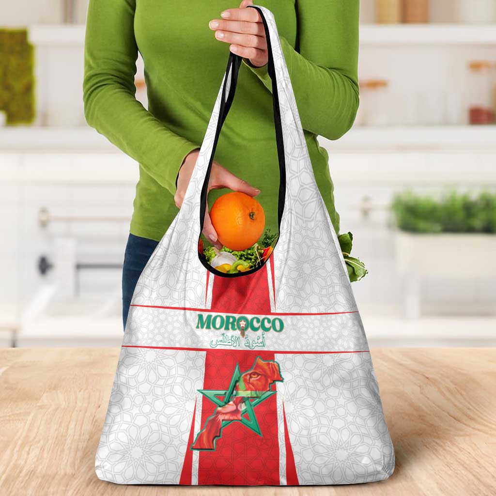Morocco Football Grocery Bag Go Champions Atlas Lions - White - Wonder Print Shop