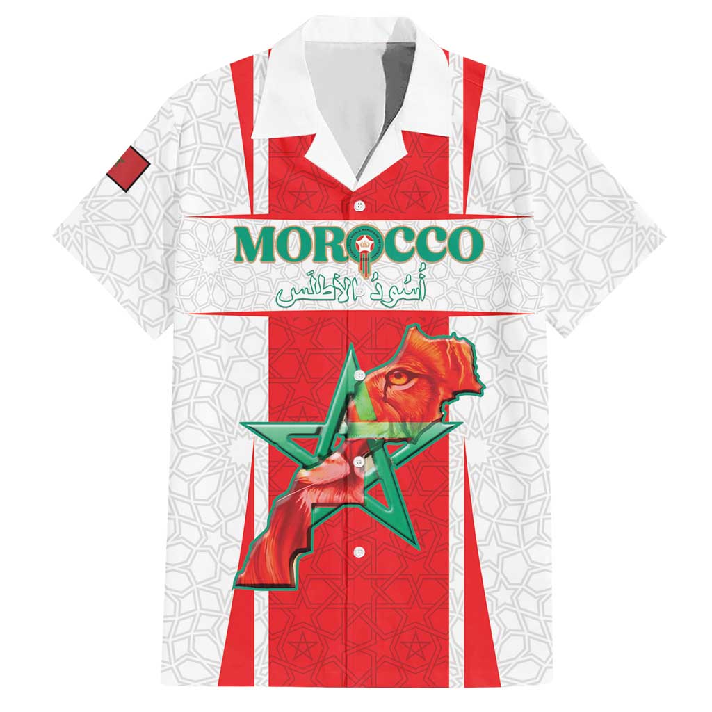 Custom Morocco Football Hawaiian Shirt Go Champions Atlas Lions - White - Wonder Print Shop
