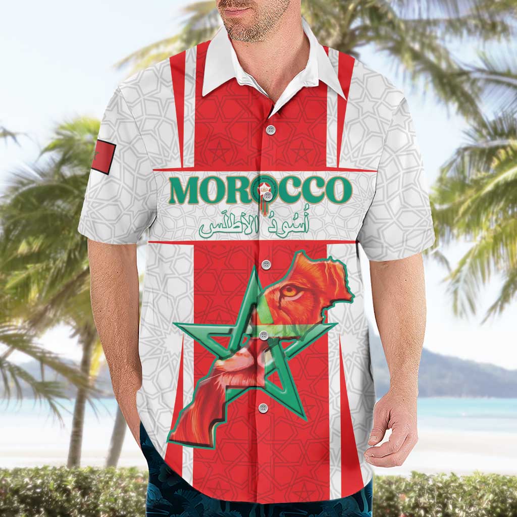 Custom Morocco Football Hawaiian Shirt Go Champions Atlas Lions - White - Wonder Print Shop