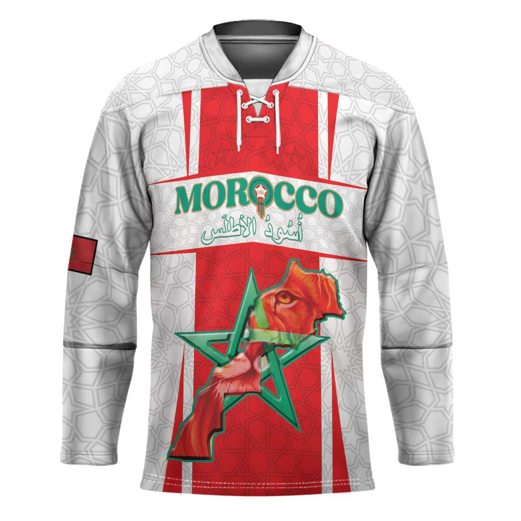 Custom Morocco Football Hockey Jersey Go Champions Atlas Lions - White - Wonder Print Shop