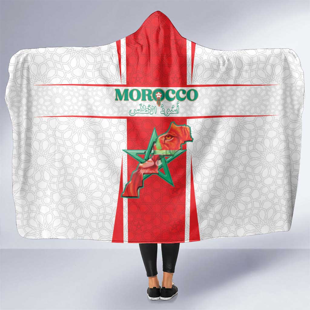 Morocco Football Hooded Blanket Go Champions Atlas Lions - White - Wonder Print Shop