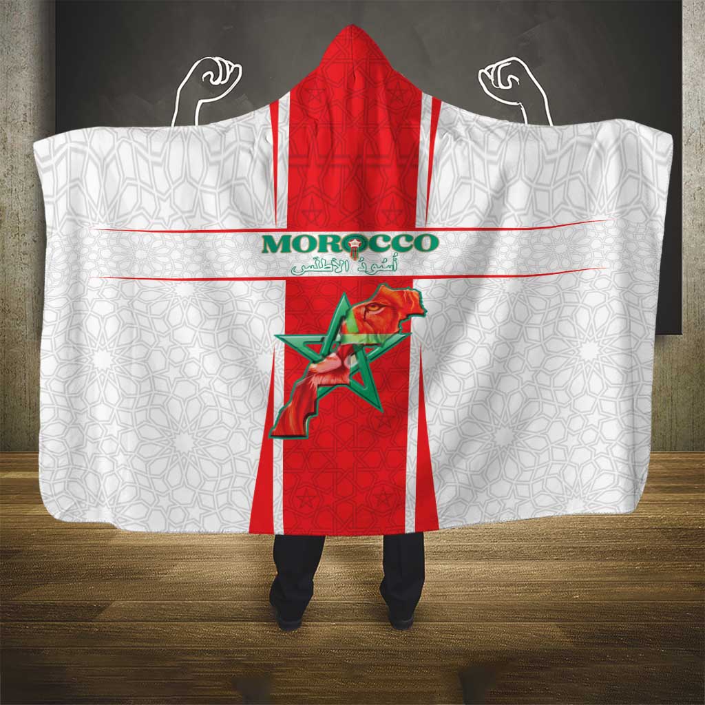 Morocco Football Hooded Blanket Go Champions Atlas Lions - White - Wonder Print Shop