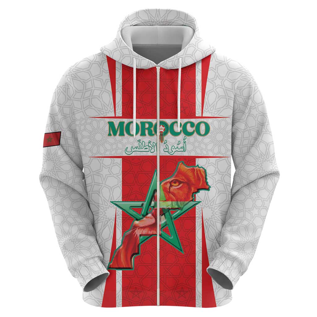Custom Morocco Football Hoodie Go Champions Atlas Lions - White - Wonder Print Shop