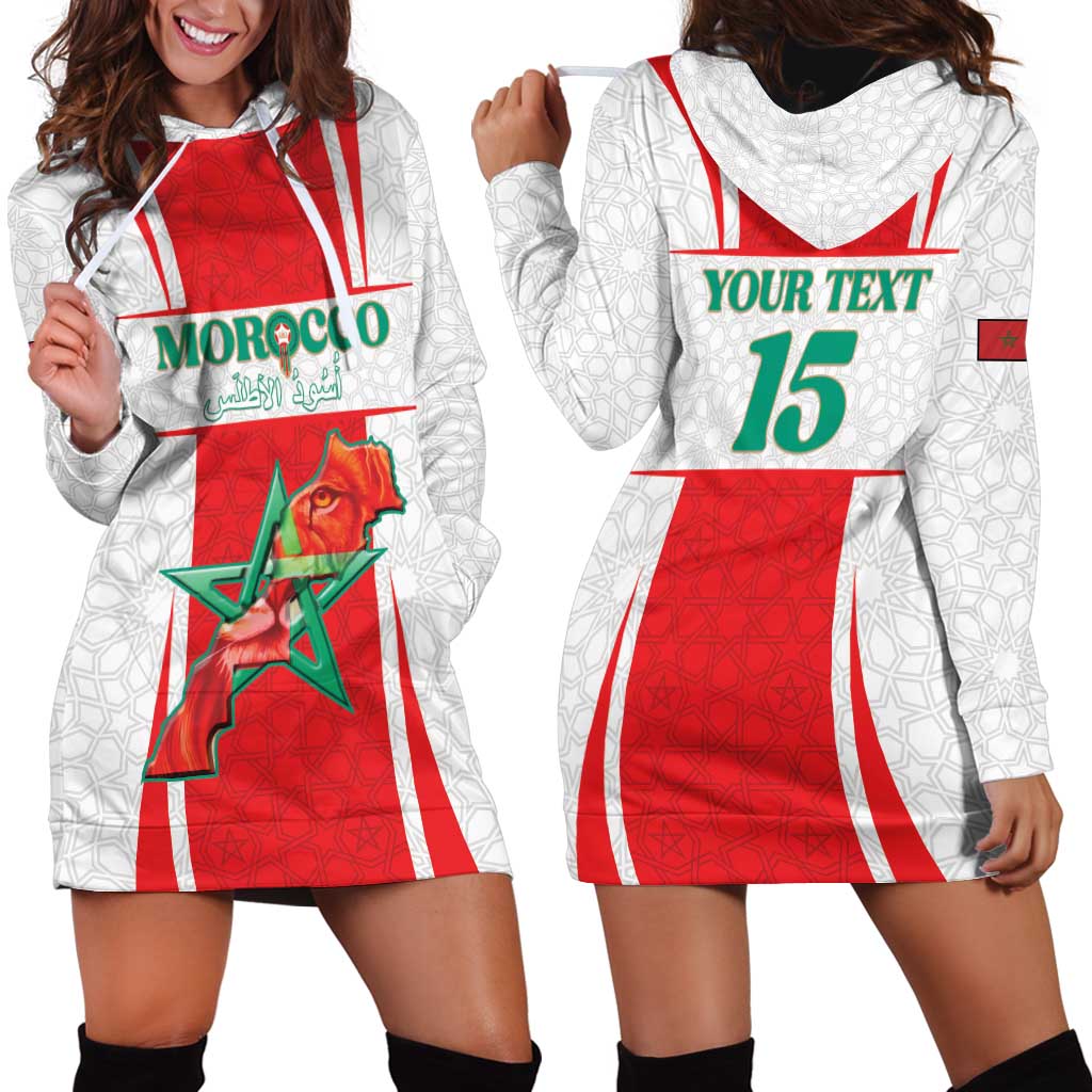 Custom Morocco Football Hoodie Dress Go Champions Atlas Lions - White - Wonder Print Shop