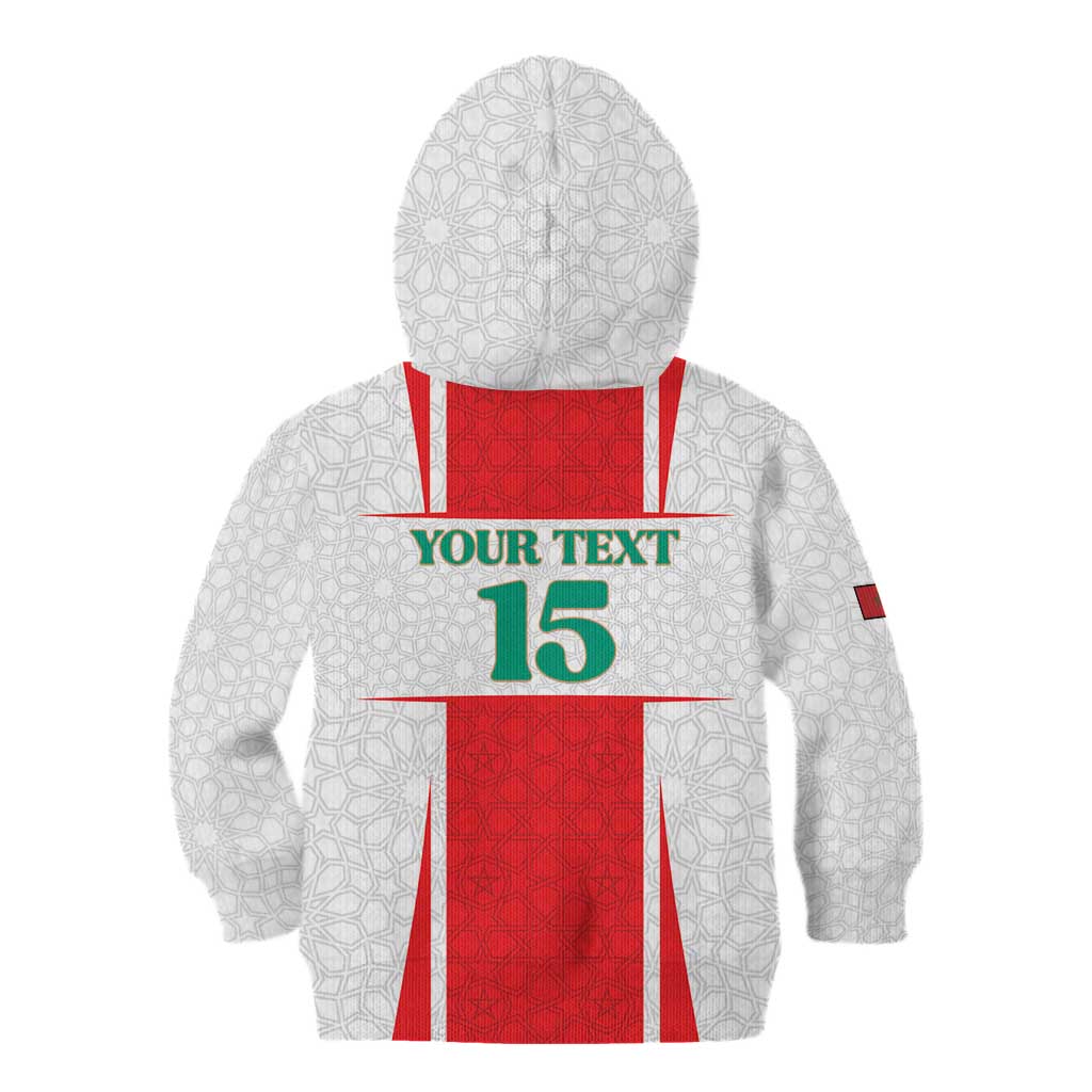 Custom Morocco Football Kid Hoodie Go Champions Atlas Lions - White - Wonder Print Shop