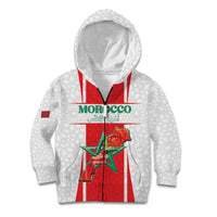 Custom Morocco Football Kid Hoodie Go Champions Atlas Lions - White - Wonder Print Shop