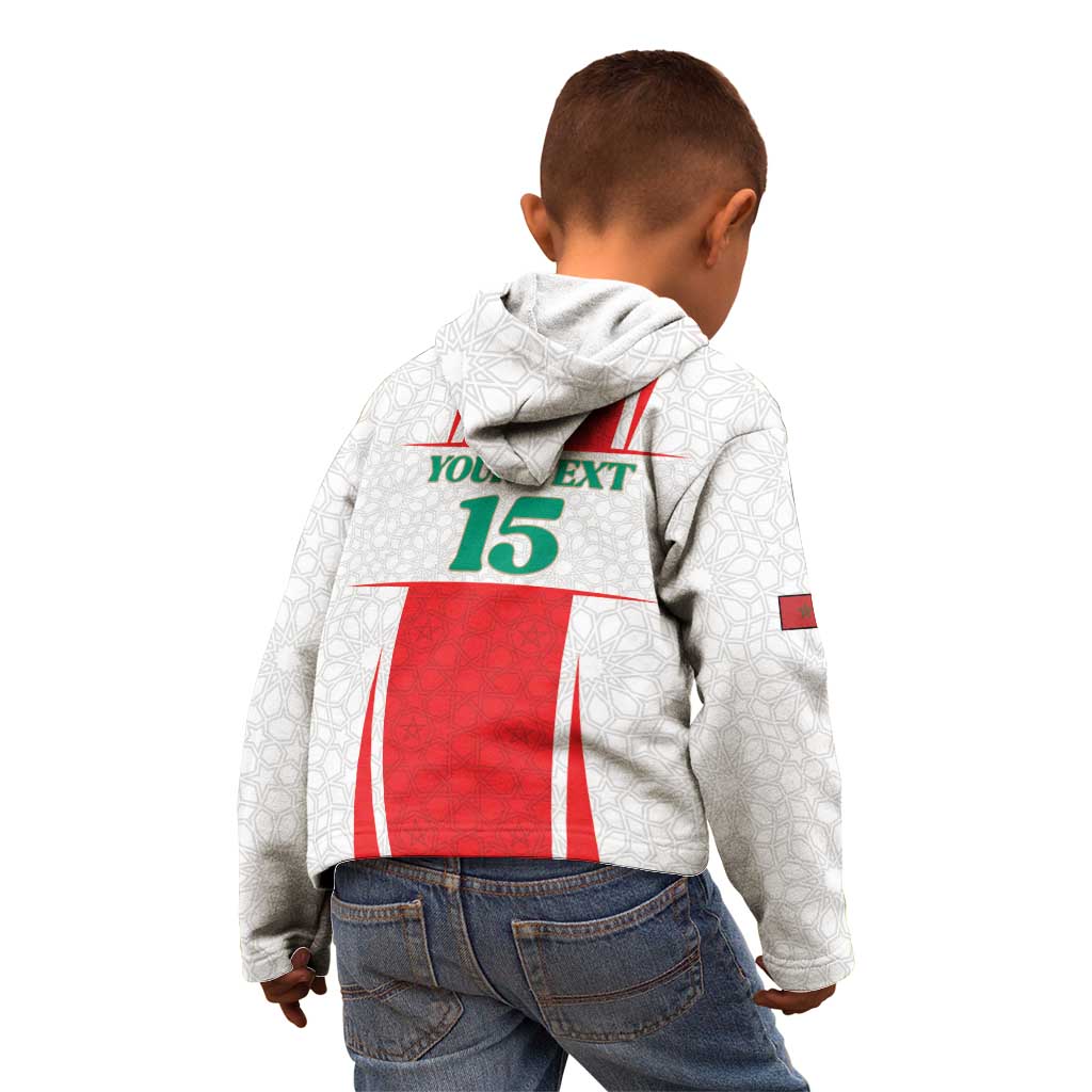 Custom Morocco Football Kid Hoodie Go Champions Atlas Lions - White - Wonder Print Shop