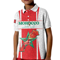 Custom Morocco Football Kid Polo Shirt Go Champions Atlas Lions - White - Wonder Print Shop