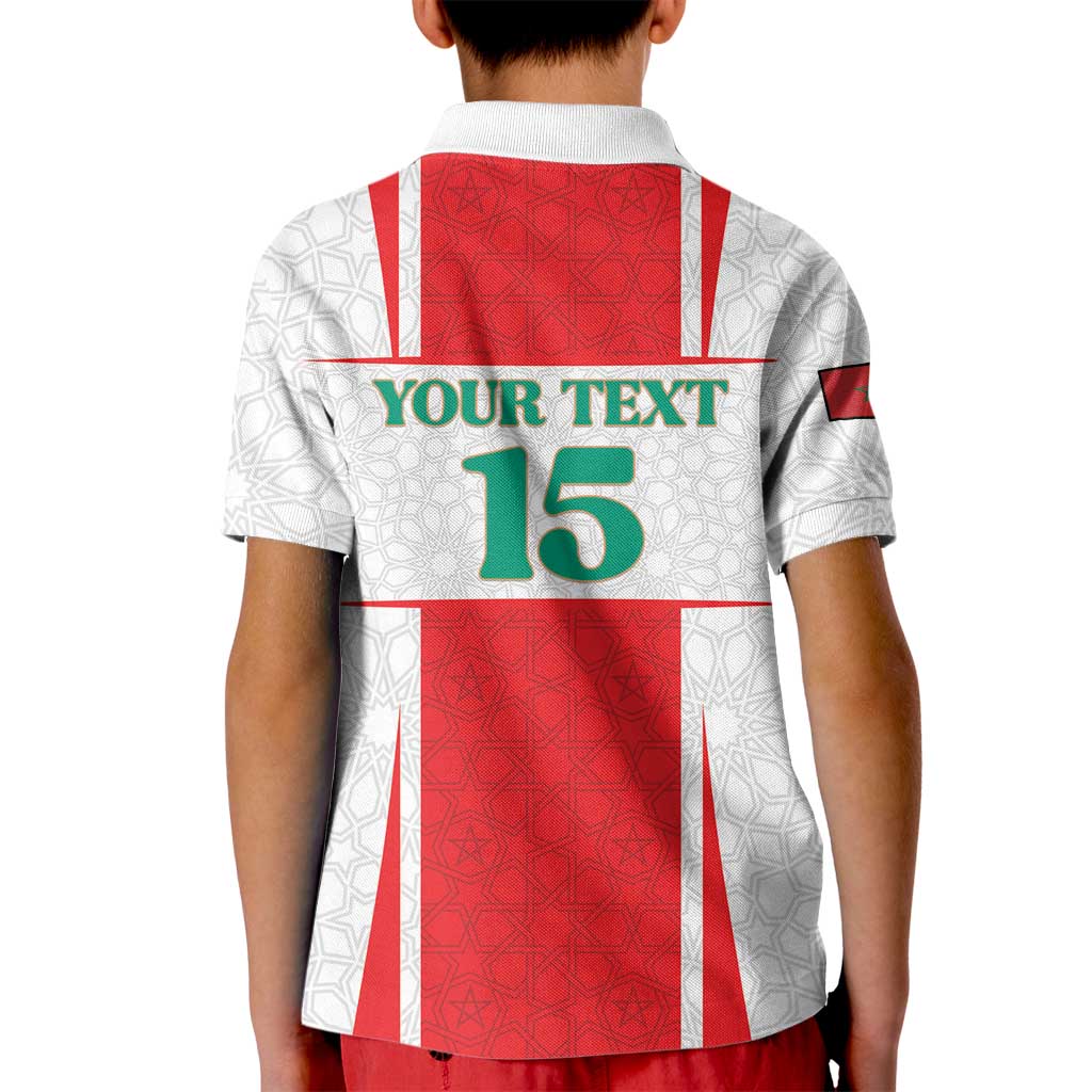Custom Morocco Football Kid Polo Shirt Go Champions Atlas Lions - White - Wonder Print Shop