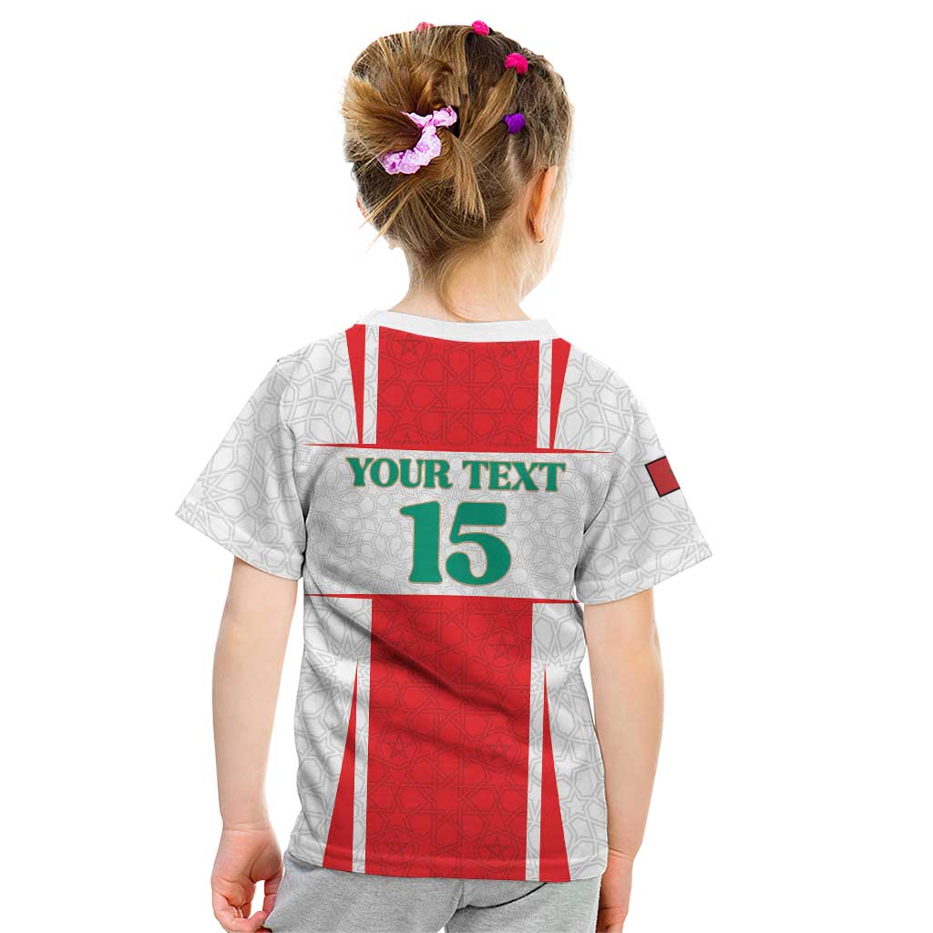 Custom Morocco Football Kid T Shirt Go Champions Atlas Lions - White - Wonder Print Shop