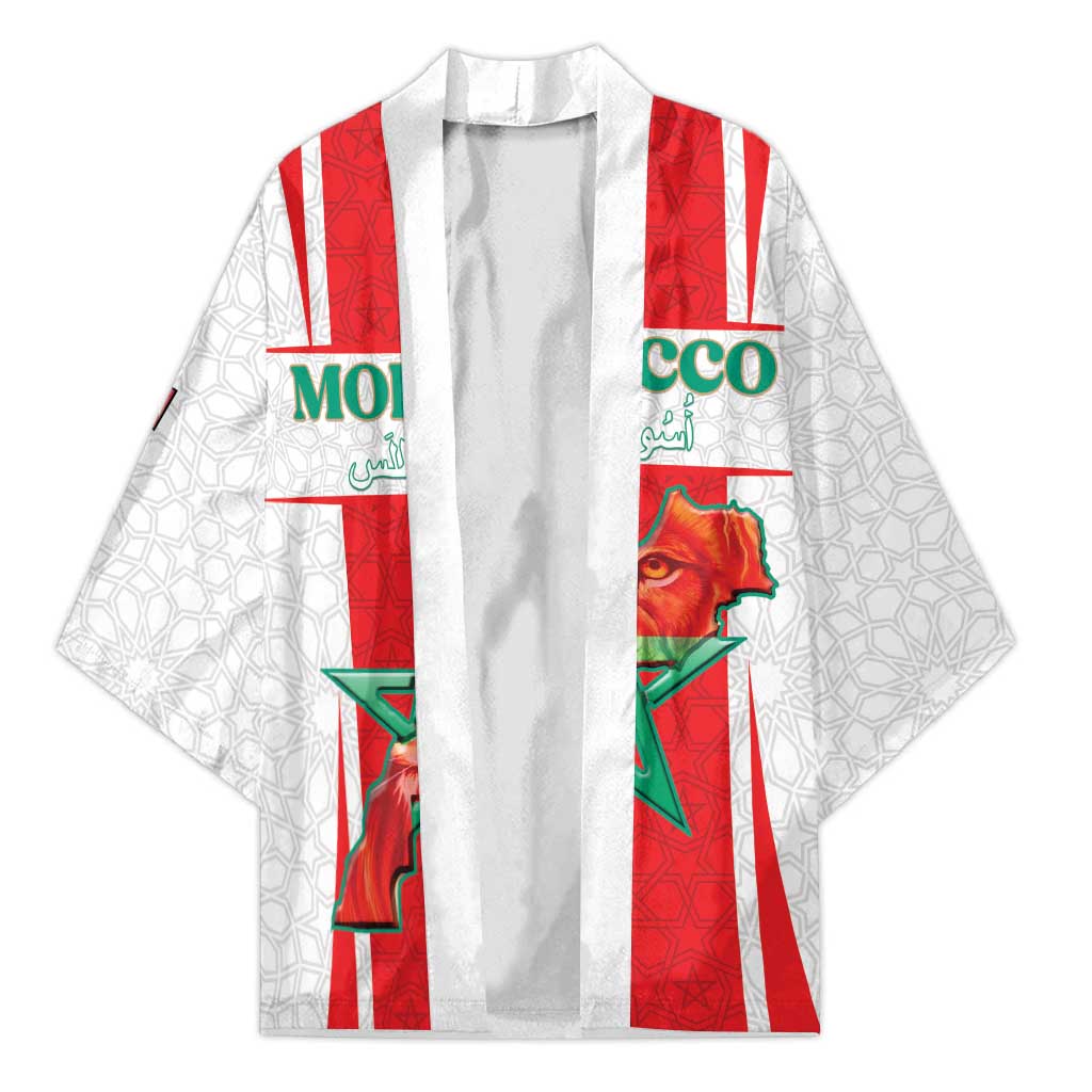 Custom Morocco Football Kimono Go Champions Atlas Lions - White - Wonder Print Shop