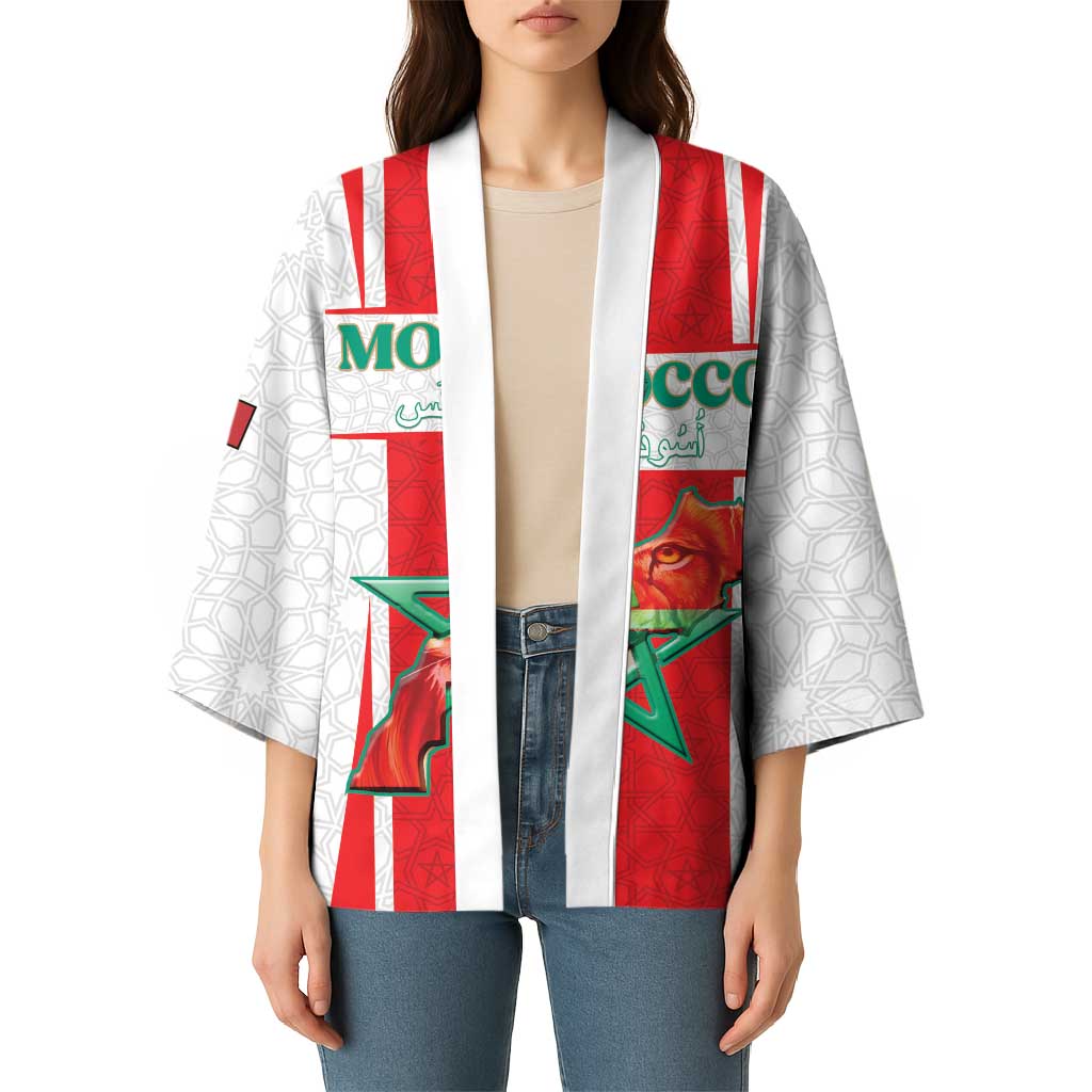 Custom Morocco Football Kimono Go Champions Atlas Lions - White - Wonder Print Shop