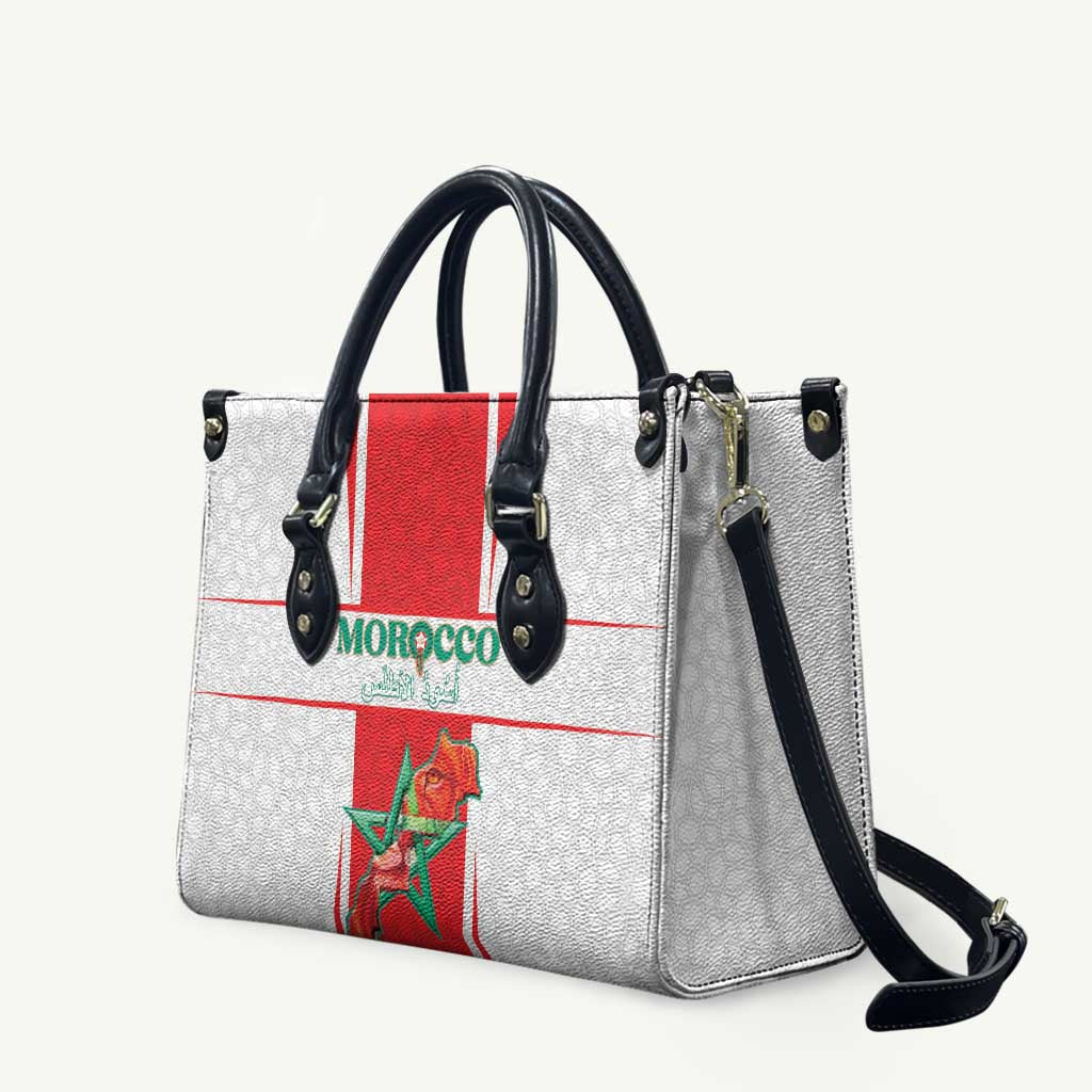 Morocco Football Leather Bag Go Champions Atlas Lions - White - Wonder Print Shop