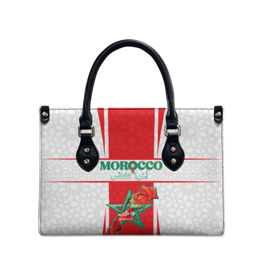 Morocco Football Leather Bag Go Champions Atlas Lions - White - Wonder Print Shop