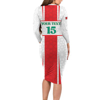 Custom Morocco Football Long Sleeve Bodycon Dress Go Champions Atlas Lions - White - Wonder Print Shop