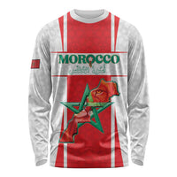 Custom Morocco Football Long Sleeve Shirt Go Champions Atlas Lions - White - Wonder Print Shop