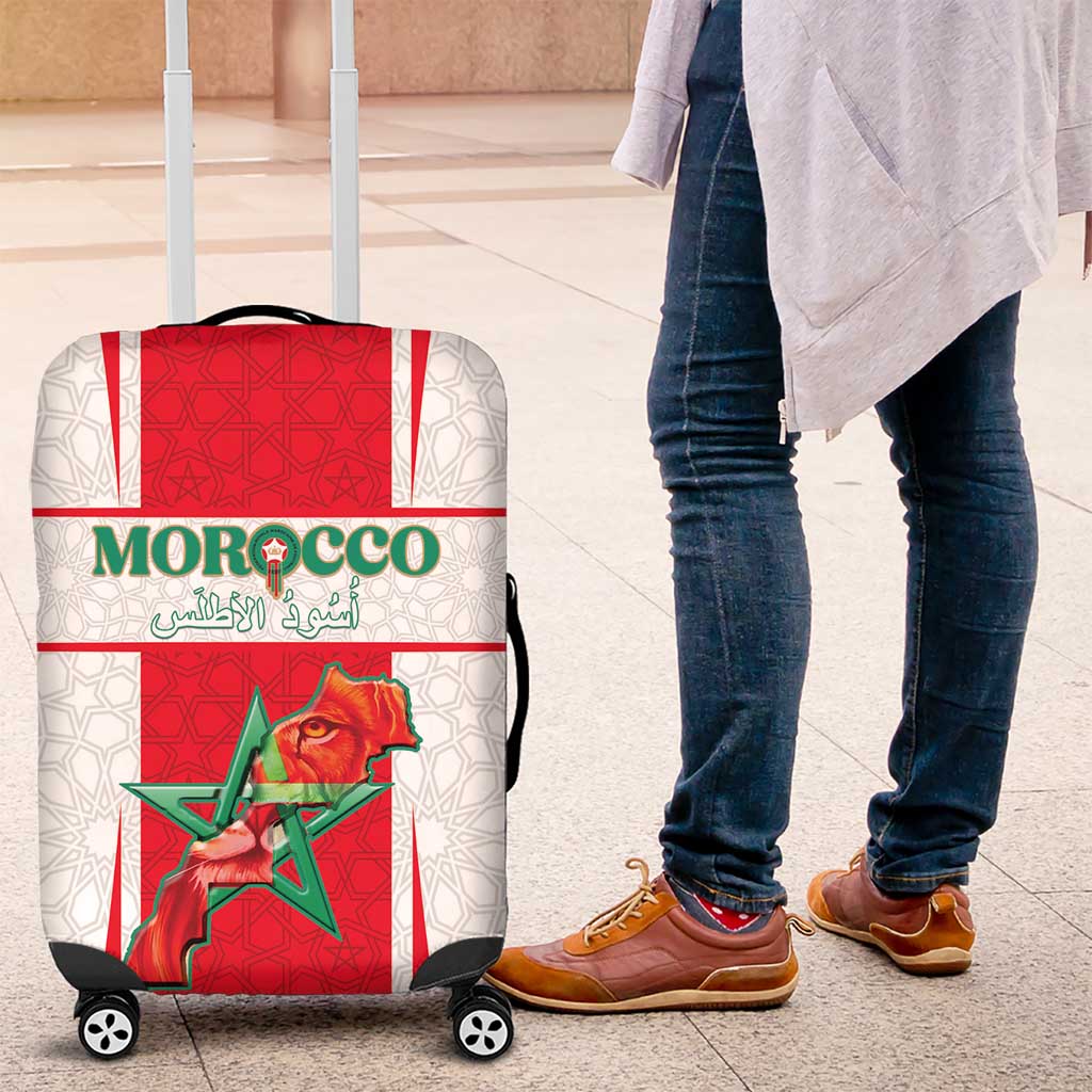 Morocco Football Luggage Cover Go Champions Atlas Lions - White - Wonder Print Shop