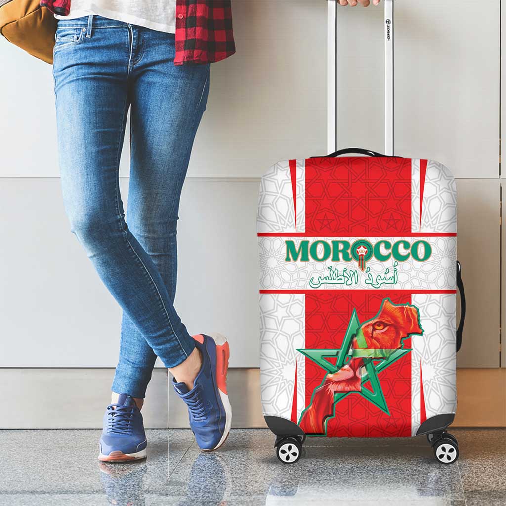 Morocco Football Luggage Cover Go Champions Atlas Lions - White - Wonder Print Shop