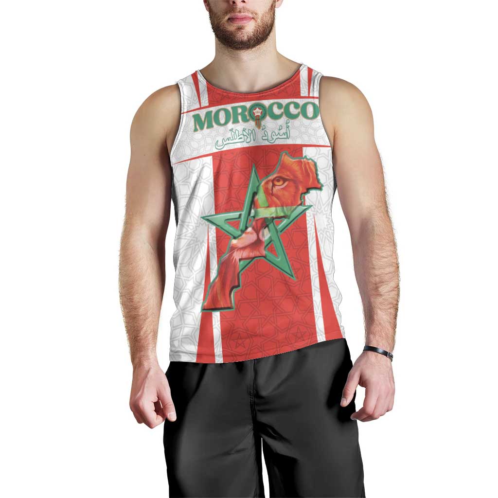 Custom Morocco Football Men Tank Top Go Champions Atlas Lions - White - Wonder Print Shop