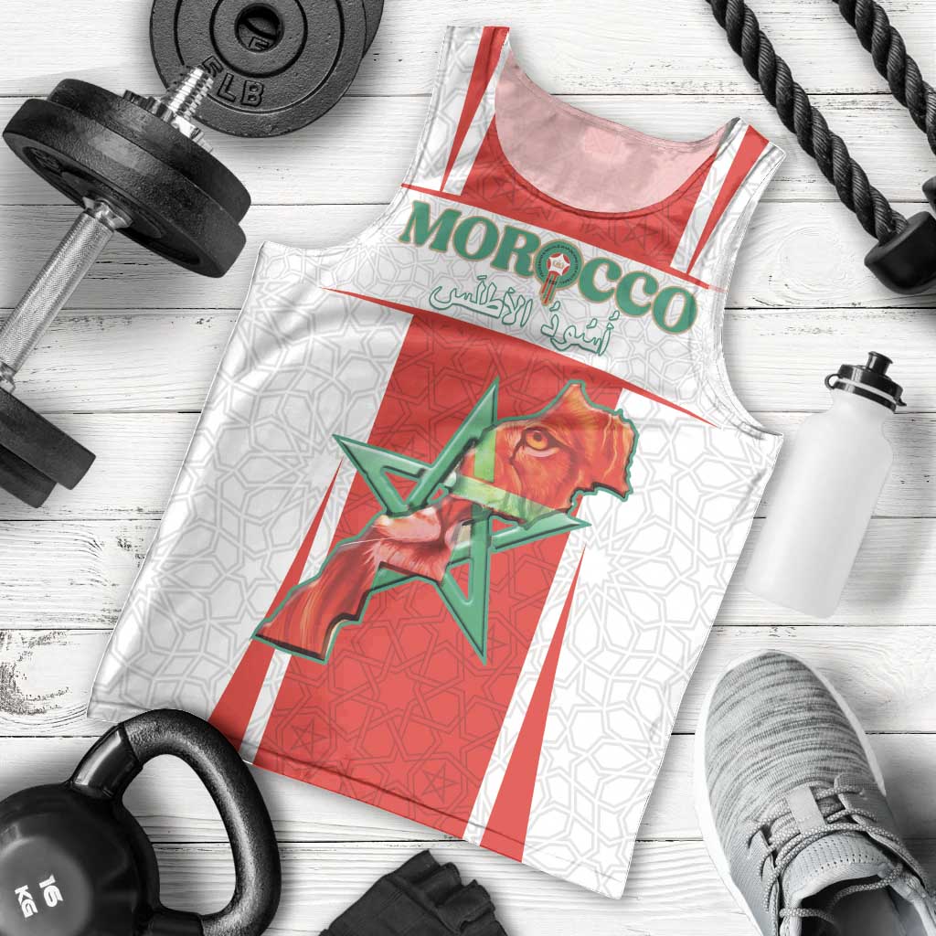 Custom Morocco Football Men Tank Top Go Champions Atlas Lions - White - Wonder Print Shop
