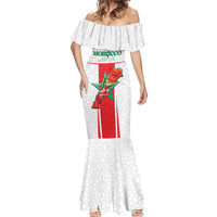 Custom Morocco Football Mermaid Dress Go Champions Atlas Lions - White - Wonder Print Shop