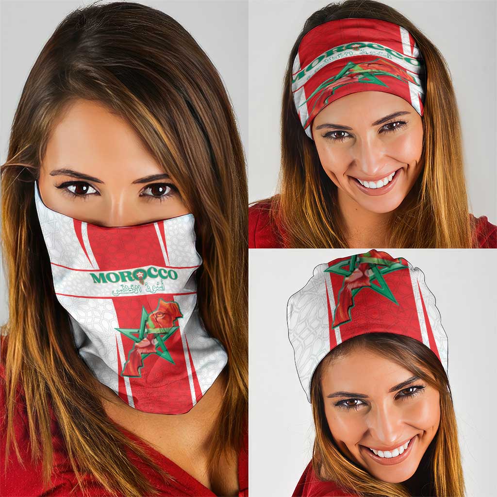 Morocco Football Neck Gaiter Go Champions Atlas Lions - White - Wonder Print Shop