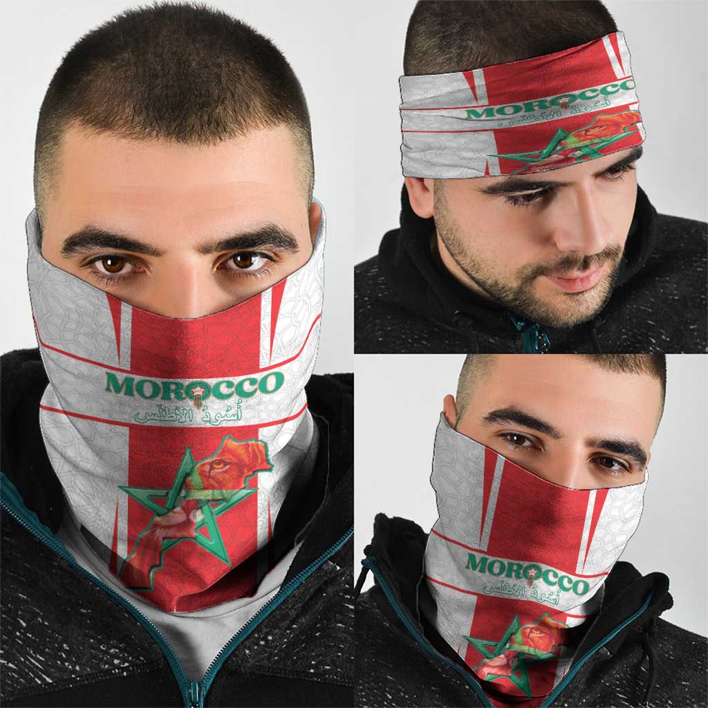 Morocco Football Neck Gaiter Go Champions Atlas Lions - White - Wonder Print Shop