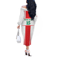 Custom Morocco Football Off The Shoulder Long Sleeve Dress Go Champions Atlas Lions - White - Wonder Print Shop