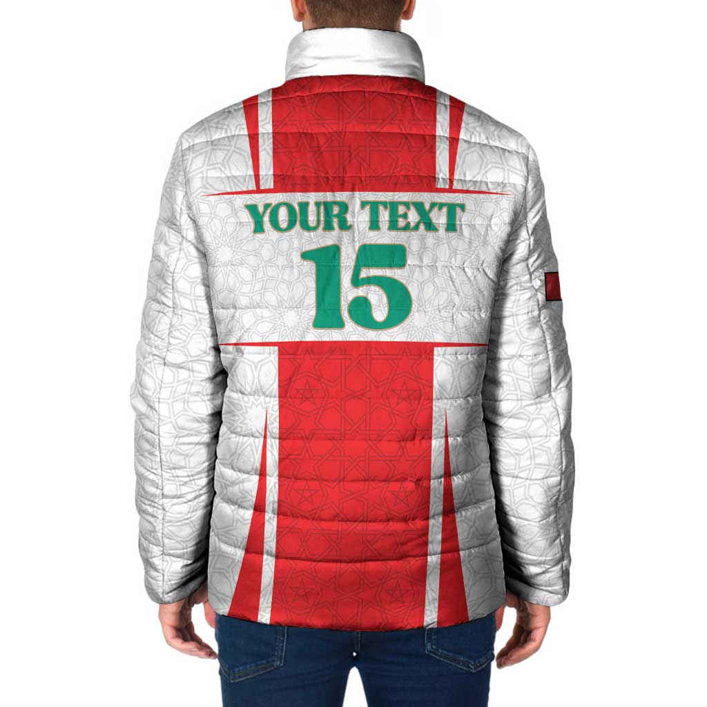 Custom Morocco Football Padded Jacket Go Champions Atlas Lions - White - Wonder Print Shop