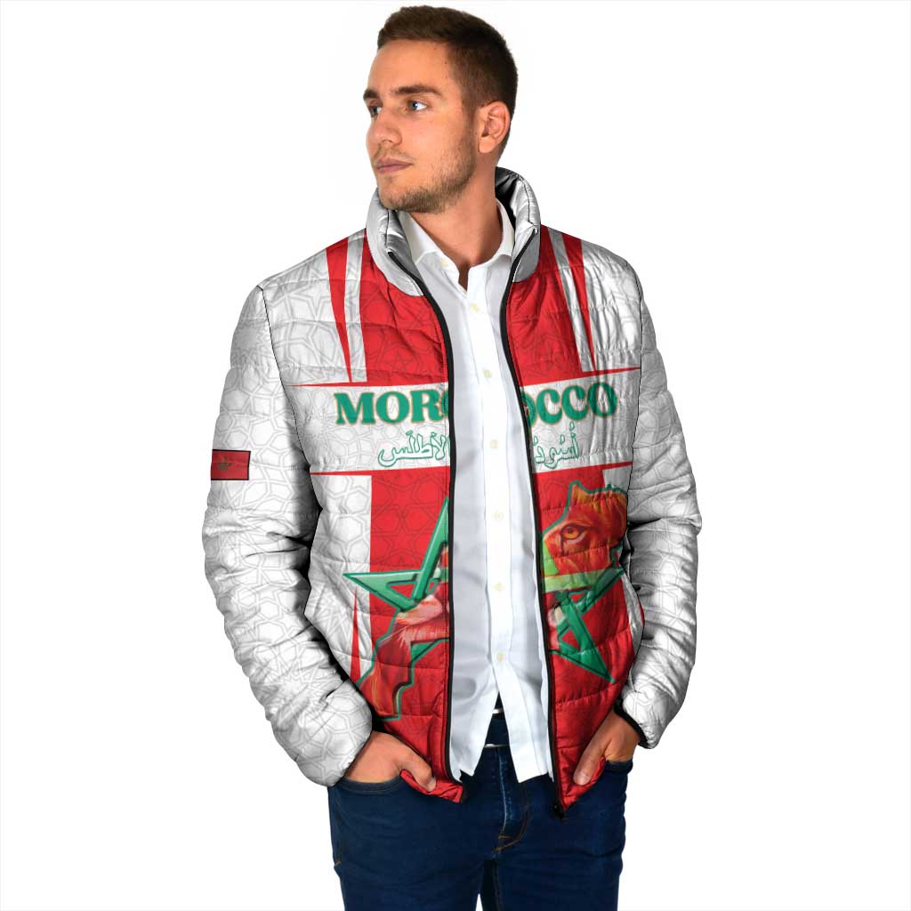 Custom Morocco Football Padded Jacket Go Champions Atlas Lions - White - Wonder Print Shop
