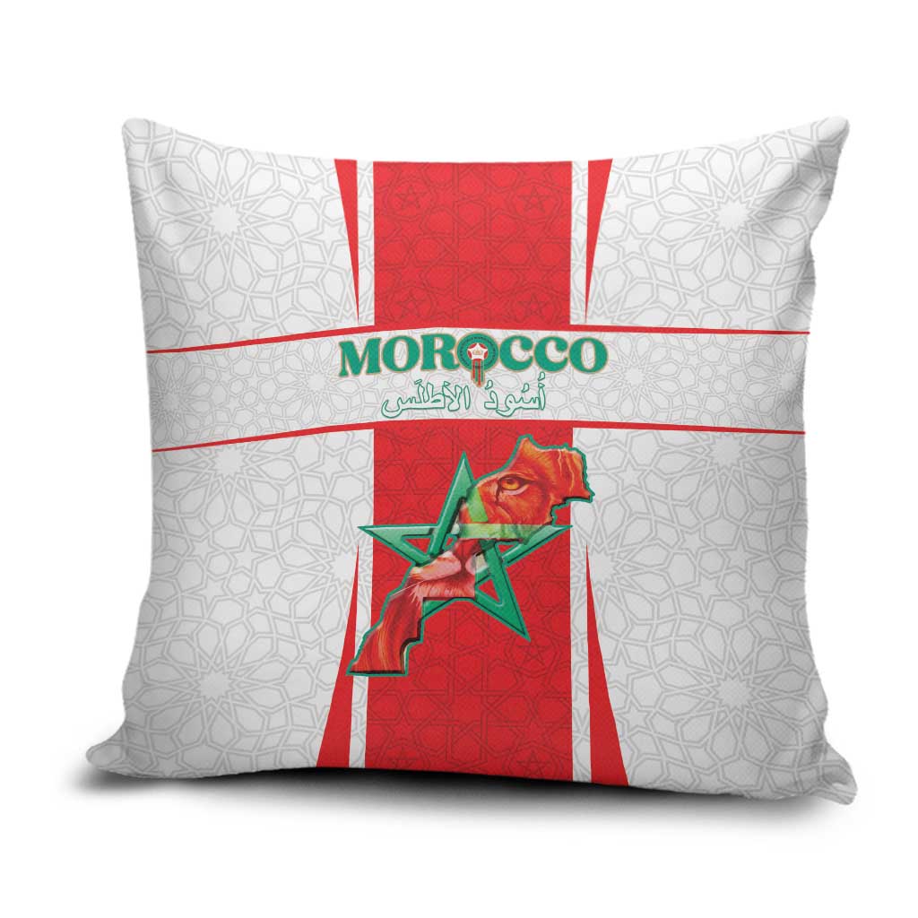Morocco Football Pillow Cover Go Champions Atlas Lions - White - Wonder Print Shop