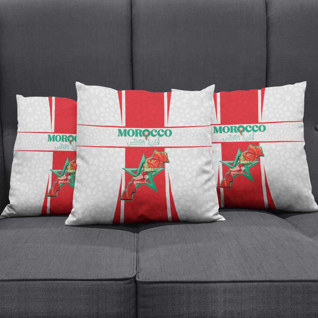 Morocco Football Pillow Cover Go Champions Atlas Lions - White - Wonder Print Shop