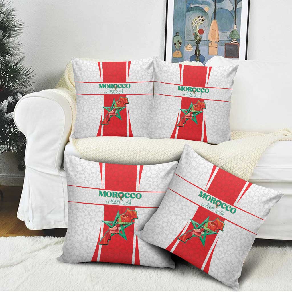 Morocco Football Pillow Cover Go Champions Atlas Lions - White - Wonder Print Shop