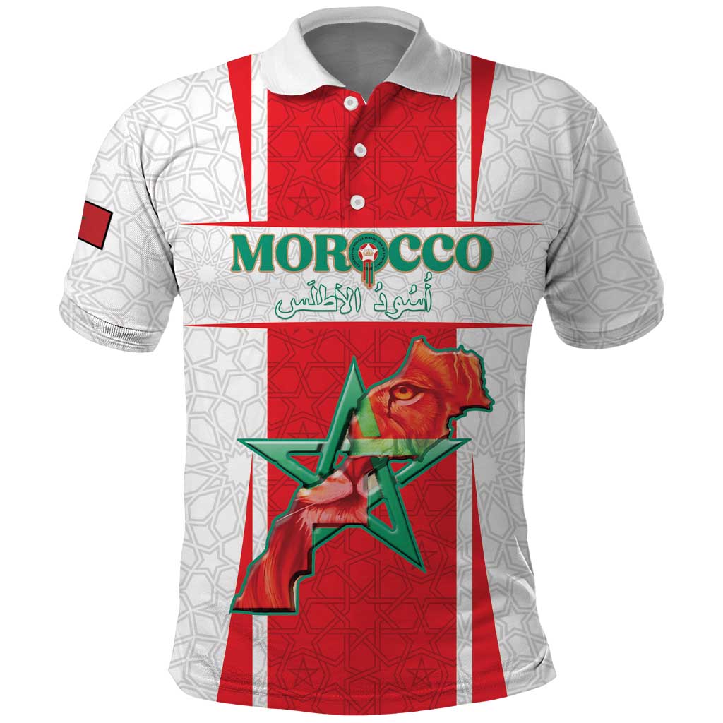 Custom Morocco Football Polo Shirt Go Champions Atlas Lions - White - Wonder Print Shop