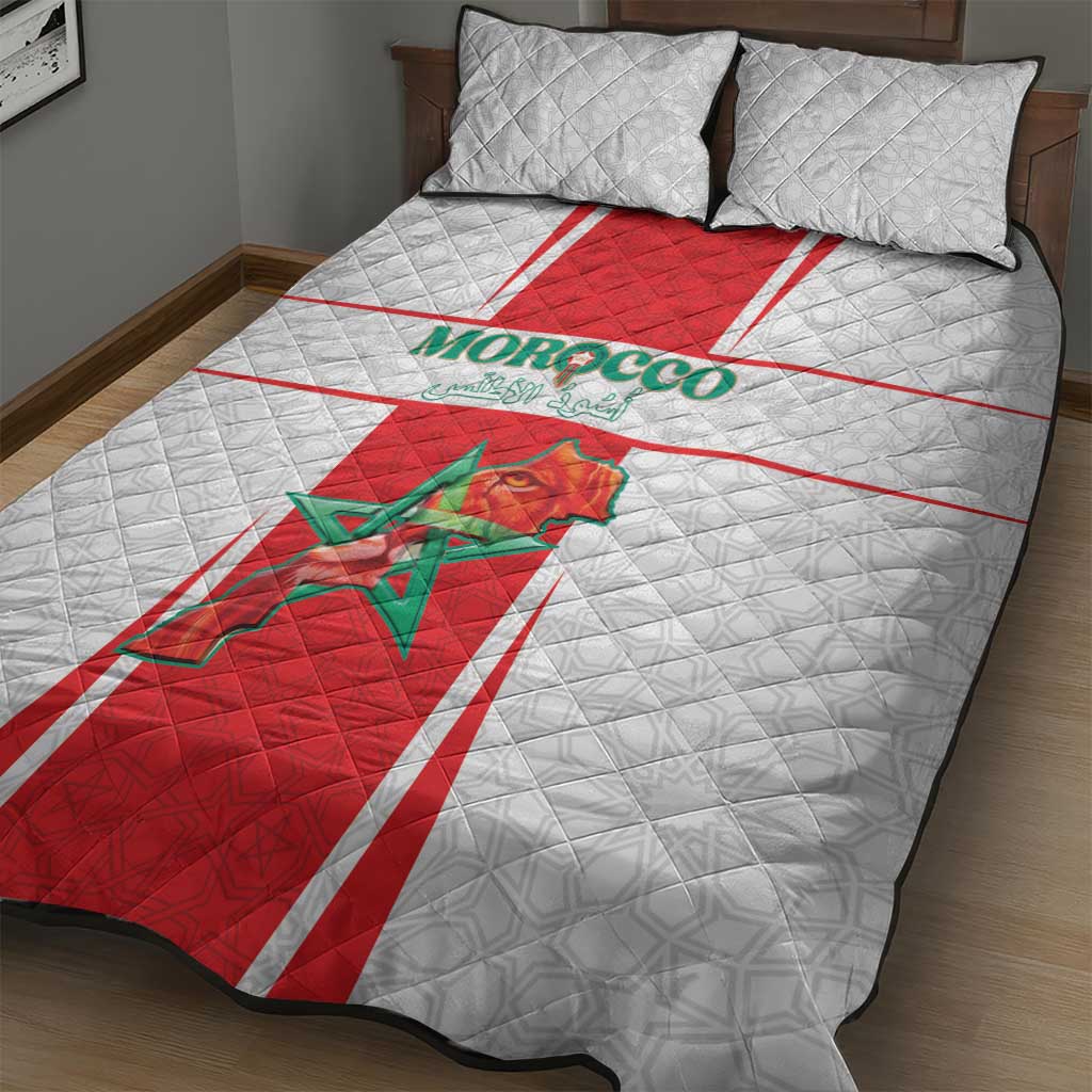 Morocco Football Quilt Bed Set Go Champions Atlas Lions - White - Wonder Print Shop