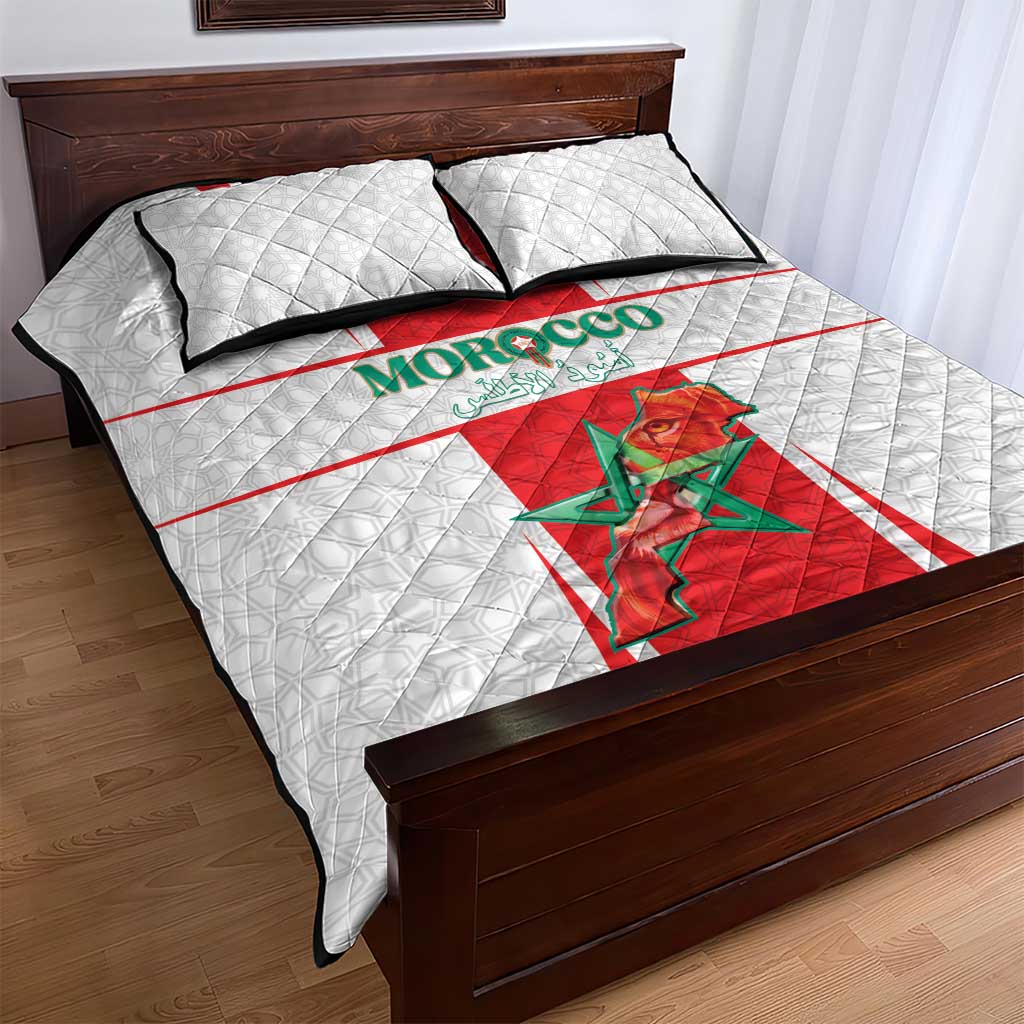 Morocco Football Quilt Bed Set Go Champions Atlas Lions - White - Wonder Print Shop