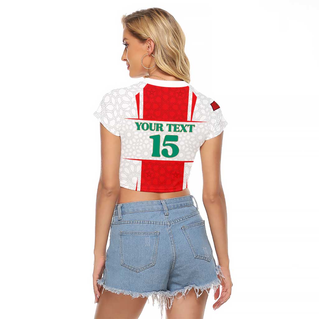Custom Morocco Football Raglan Cropped T Shirt Go Champions Atlas Lions - White - Wonder Print Shop