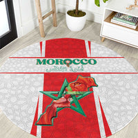 Morocco Football Round Carpet Go Champions Atlas Lions - White - Wonder Print Shop