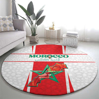 Morocco Football Round Carpet Go Champions Atlas Lions - White - Wonder Print Shop