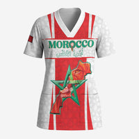 Custom Morocco Football Scrub Top Go Champions Atlas Lions - White - Wonder Print Shop