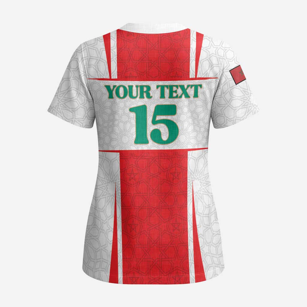 Custom Morocco Football Scrub Top Go Champions Atlas Lions - White - Wonder Print Shop
