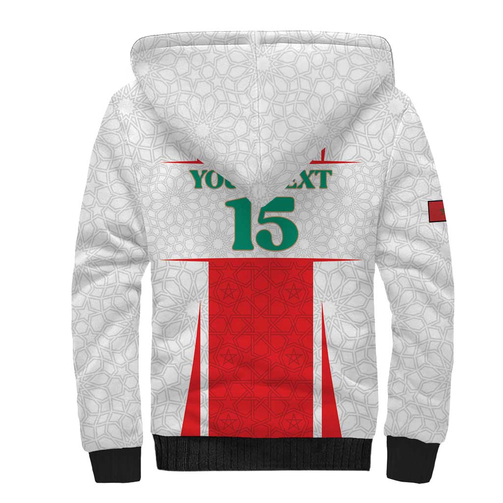 Custom Morocco Football Sherpa Hoodie Go Champions Atlas Lions - White - Wonder Print Shop
