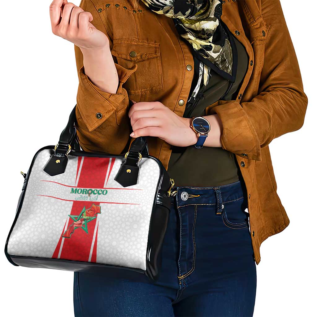Morocco Football Shoulder Handbag Go Champions Atlas Lions - White - Wonder Print Shop