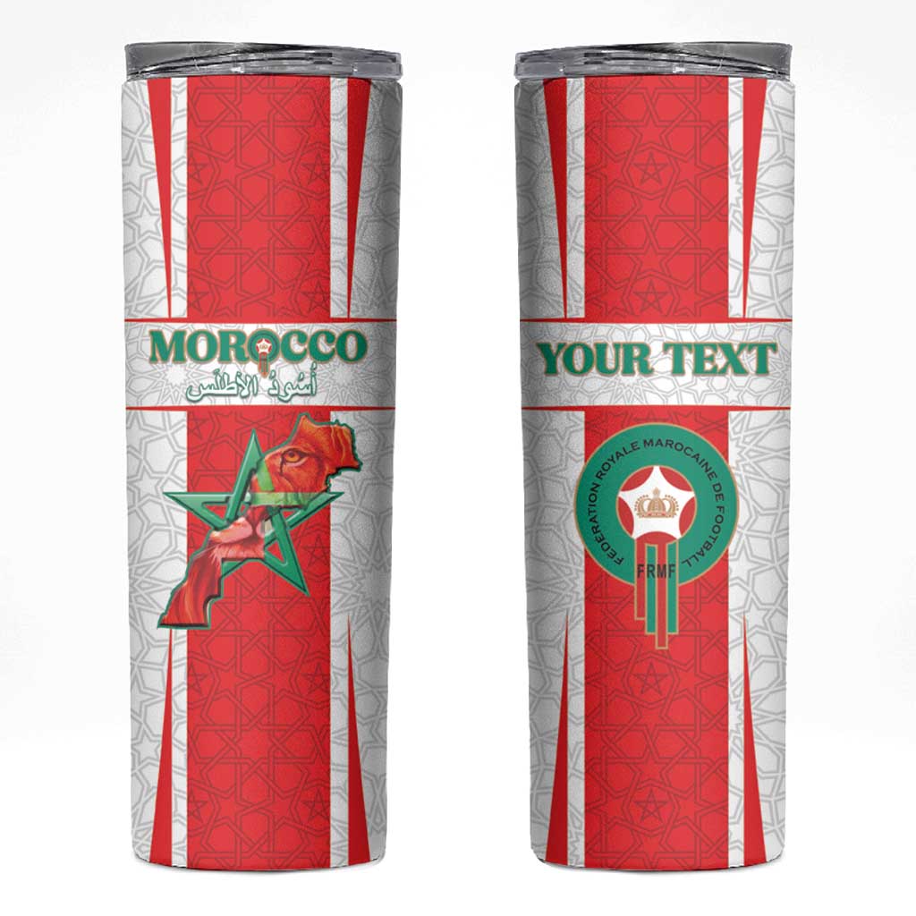 Custom Morocco Football Skinny Tumbler Go Champions Atlas Lions - White - Wonder Print Shop